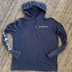 POLO RALPH LAUREN DISTRESSED HOODED SHIRT SIZE MED MENS LOGO BLUE DESIGNER